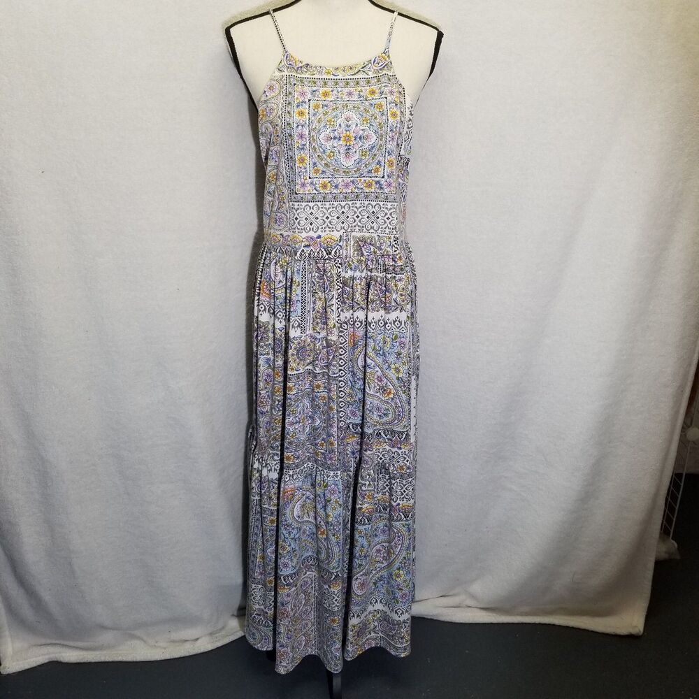 Emma & Michele M Dress Maxi Jersey Pastel Paisley Boho Festival Whimsy Cottage